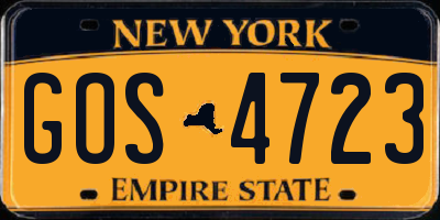 NY license plate GOS4723