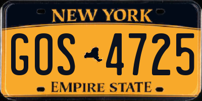 NY license plate GOS4725
