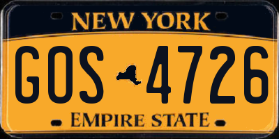 NY license plate GOS4726