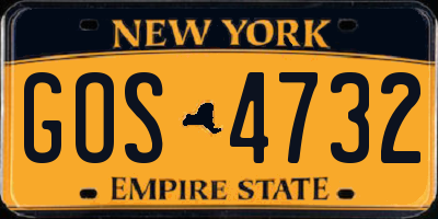 NY license plate GOS4732