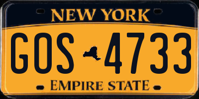 NY license plate GOS4733