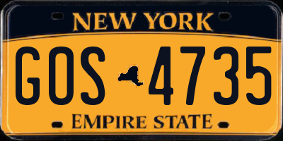 NY license plate GOS4735