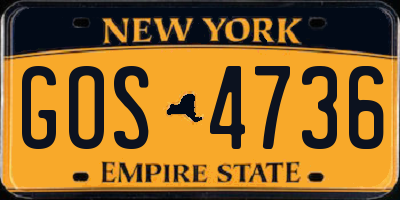 NY license plate GOS4736