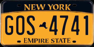 NY license plate GOS4741