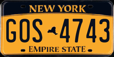NY license plate GOS4743