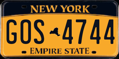 NY license plate GOS4744