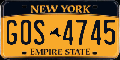 NY license plate GOS4745