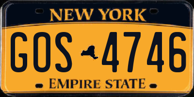 NY license plate GOS4746