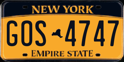 NY license plate GOS4747