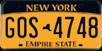 NY license plate GOS4748