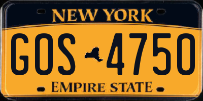 NY license plate GOS4750
