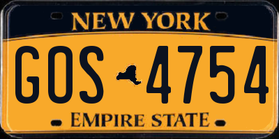 NY license plate GOS4754