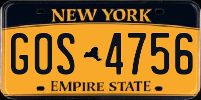 NY license plate GOS4756