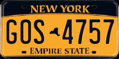 NY license plate GOS4757