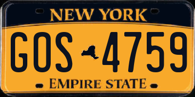 NY license plate GOS4759