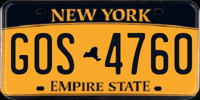 NY license plate GOS4760