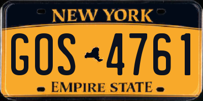 NY license plate GOS4761