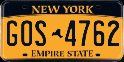 NY license plate GOS4762