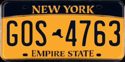NY license plate GOS4763