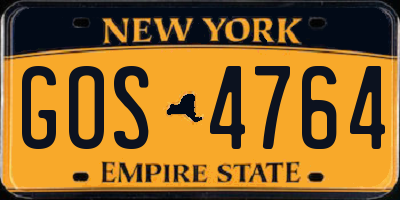 NY license plate GOS4764