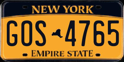 NY license plate GOS4765