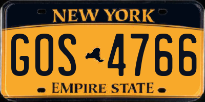 NY license plate GOS4766