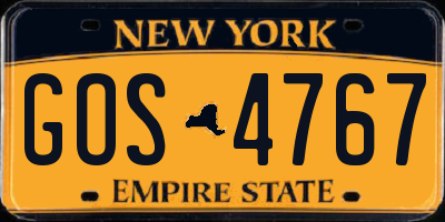 NY license plate GOS4767