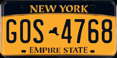 NY license plate GOS4768