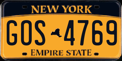 NY license plate GOS4769
