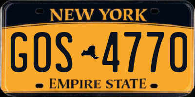 NY license plate GOS4770