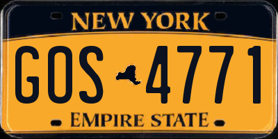 NY license plate GOS4771