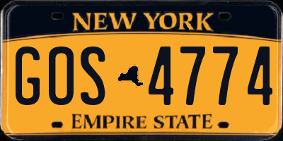 NY license plate GOS4774