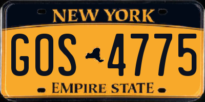 NY license plate GOS4775