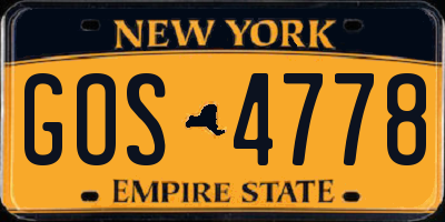 NY license plate GOS4778