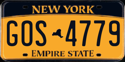 NY license plate GOS4779