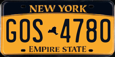 NY license plate GOS4780