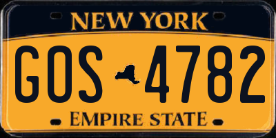 NY license plate GOS4782