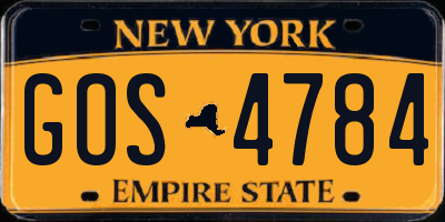 NY license plate GOS4784