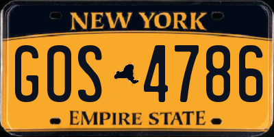 NY license plate GOS4786
