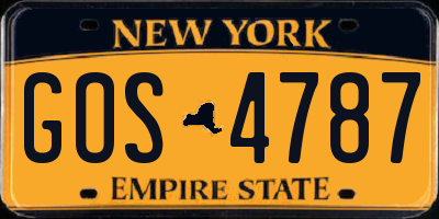 NY license plate GOS4787