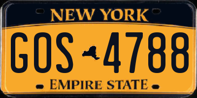 NY license plate GOS4788