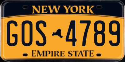 NY license plate GOS4789