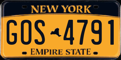 NY license plate GOS4791