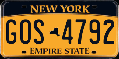 NY license plate GOS4792
