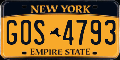 NY license plate GOS4793