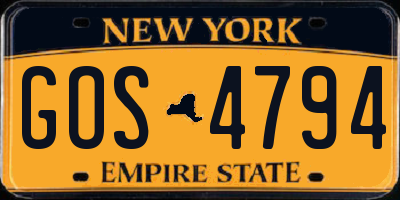 NY license plate GOS4794