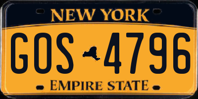 NY license plate GOS4796