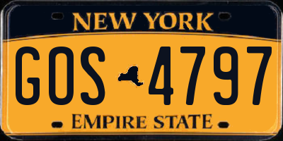 NY license plate GOS4797