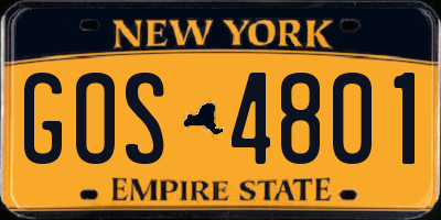 NY license plate GOS4801