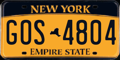 NY license plate GOS4804